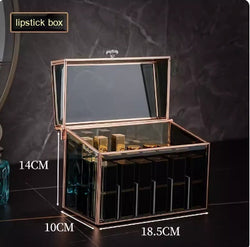Image of Glass Cosmetics Storage Box Dustproof Desktop