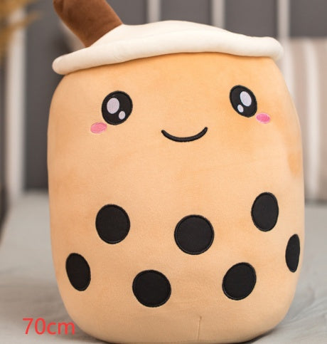 Cute Fruit Drink Plush Stuffed Soft Strawberry Milk Tea Plush Boba 