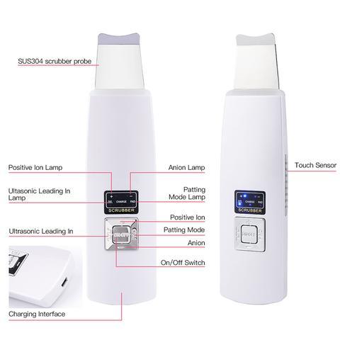 Image of Ultrasonic Skin Scrubber Face Cleanser Blackhead Acne Removal Facial Spa Vibration Massager Ultrasound Peeling Clean Machine 394