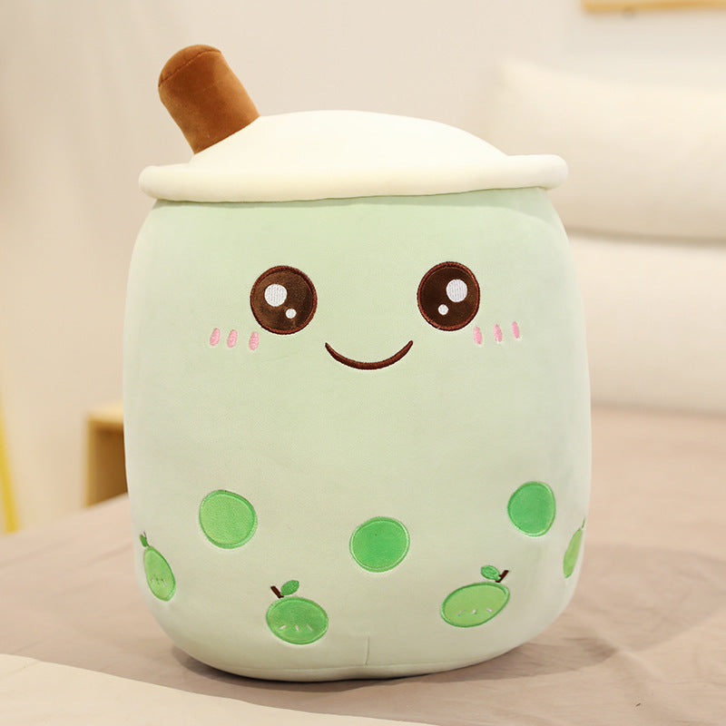 Cute Fruit Drink Plush Stuffed Soft Strawberry Milk Tea Plush Boba 