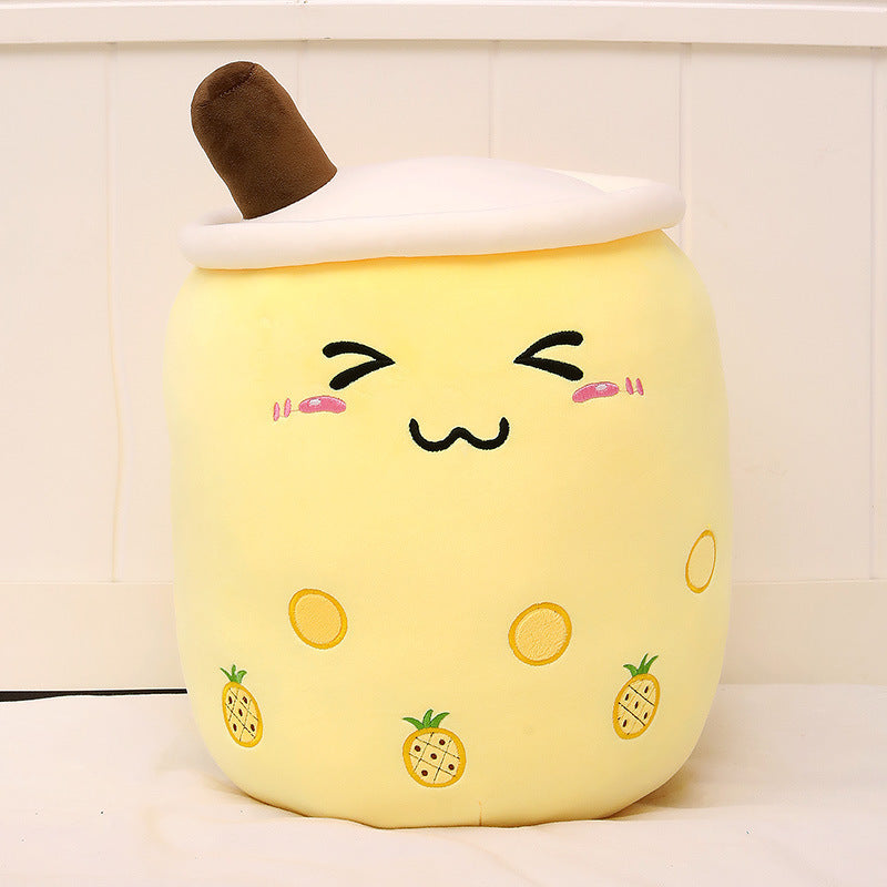 Cute Fruit Drink Plush Stuffed Soft Strawberry Milk Tea Plush Boba 