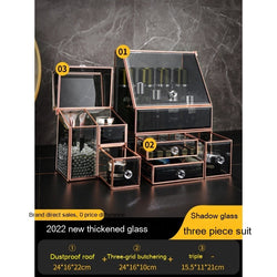 Image of Glass Cosmetics Storage Box Dustproof Desktop