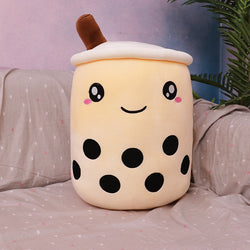 Image of Cute Fruit Drink Plush Stuffed Soft Strawberry Milk Tea Plush Boba 