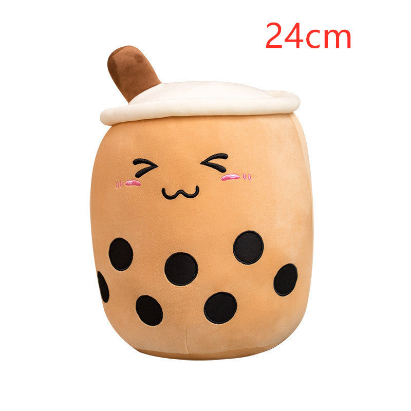 Cute Fruit Drink Plush Stuffed Soft Strawberry Milk Tea Plush Boba 