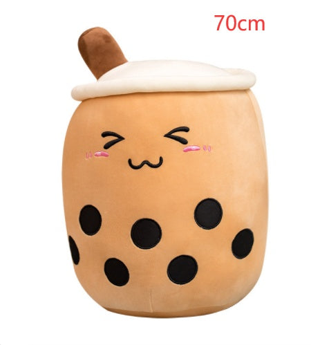 Cute Fruit Drink Plush Stuffed Soft Strawberry Milk Tea Plush Boba 