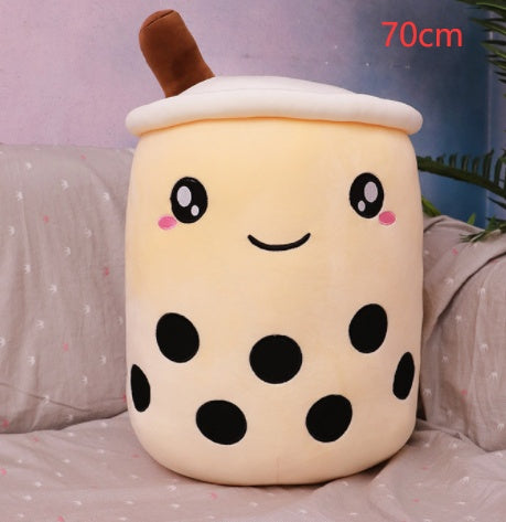 Cute Fruit Drink Plush Stuffed Soft Strawberry Milk Tea Plush Boba 