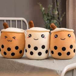 Image of Cute Fruit Drink Plush Stuffed Soft Strawberry Milk Tea Plush Boba 