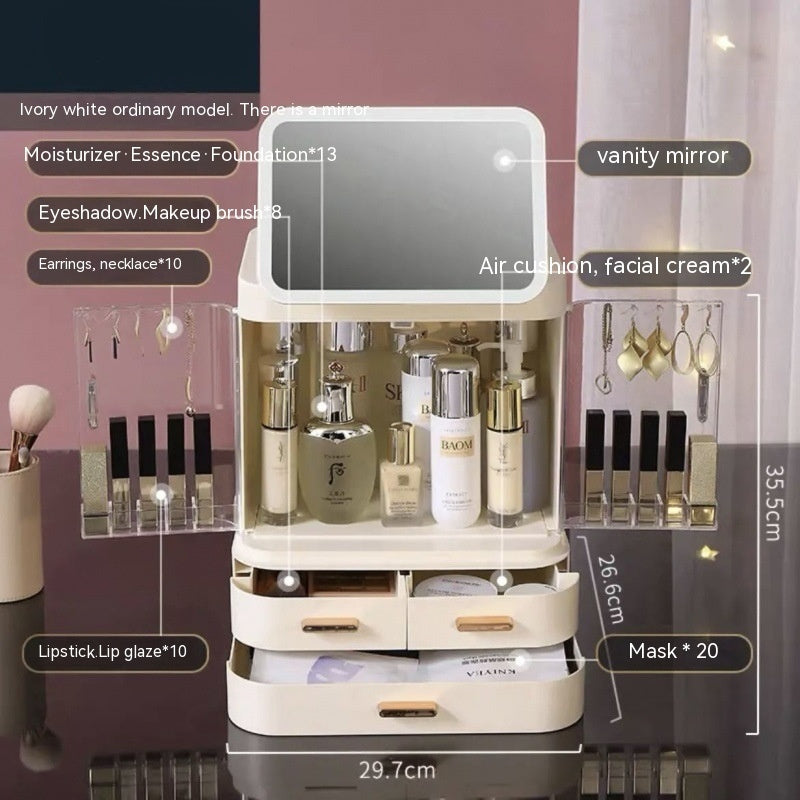 Mirror Integrated Light Desktop Large Capacity Lipstick Skin