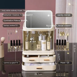 Image of Mirror Integrated Light Desktop Large Capacity Lipstick Skin