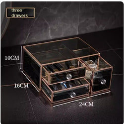 Image of Glass Cosmetics Storage Box Dustproof Desktop