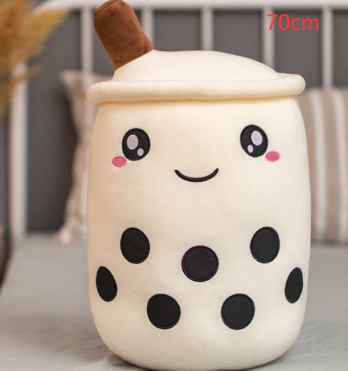 Cute Fruit Drink Plush Stuffed Soft Strawberry Milk Tea Plush Boba 