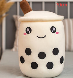 Image of Cute Fruit Drink Plush Stuffed Soft Strawberry Milk Tea Plush Boba 