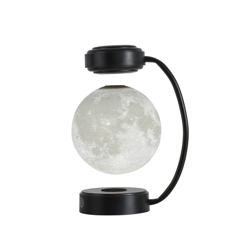 3D LED Moon Night Light Wireless Magnetic Levitating Rotatin displayed with modern design and black color.