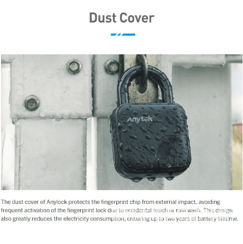 Smart Lock Waterproof L3 Fingerprint Padlock with dust cover protecting against moisture and impact
