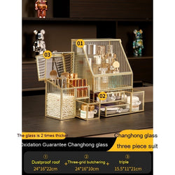 Image of Glass Cosmetics Storage Box Dustproof Desktop