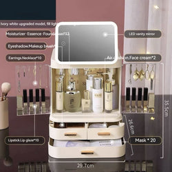Image of Mirror Integrated Light Desktop Large Capacity Lipstick Skin
