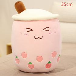 Image of Cute Fruit Drink Plush Stuffed Soft Strawberry Milk Tea Plush Boba 