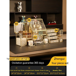 Image of Glass Cosmetics Storage Box Dustproof Desktop