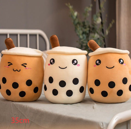 Cute Fruit Drink Plush Stuffed Soft Strawberry Milk Tea Plush Boba 
