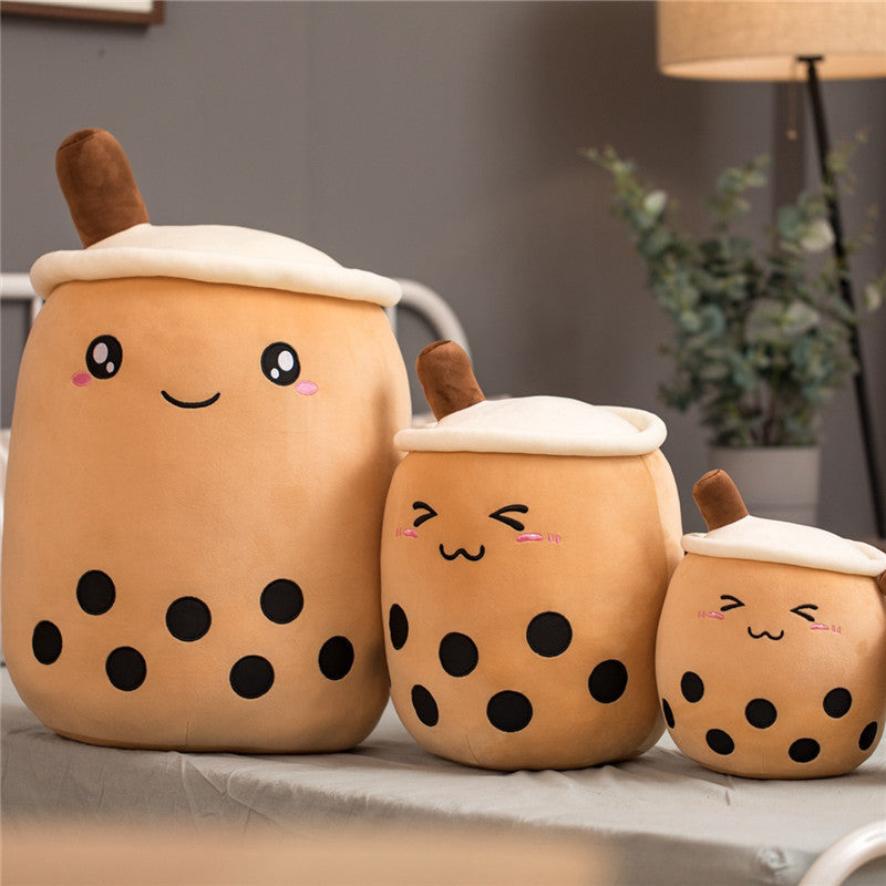 Cute Fruit Drink Plush Stuffed Soft Strawberry Milk Tea Plush Boba 