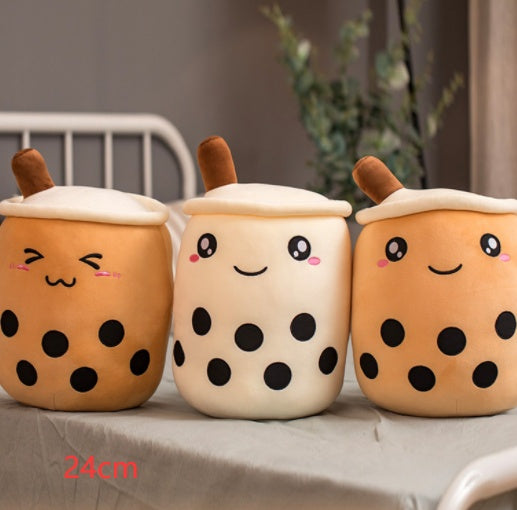 Cute Fruit Drink Plush Stuffed Soft Strawberry Milk Tea Plush Boba 