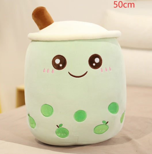 Cute Fruit Drink Plush Stuffed Soft Strawberry Milk Tea Plush Boba 