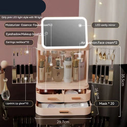 Image of Mirror Integrated Light Desktop Large Capacity Lipstick Skin