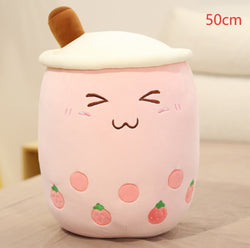Image of Cute Fruit Drink Plush Stuffed Soft Strawberry Milk Tea Plush Boba 