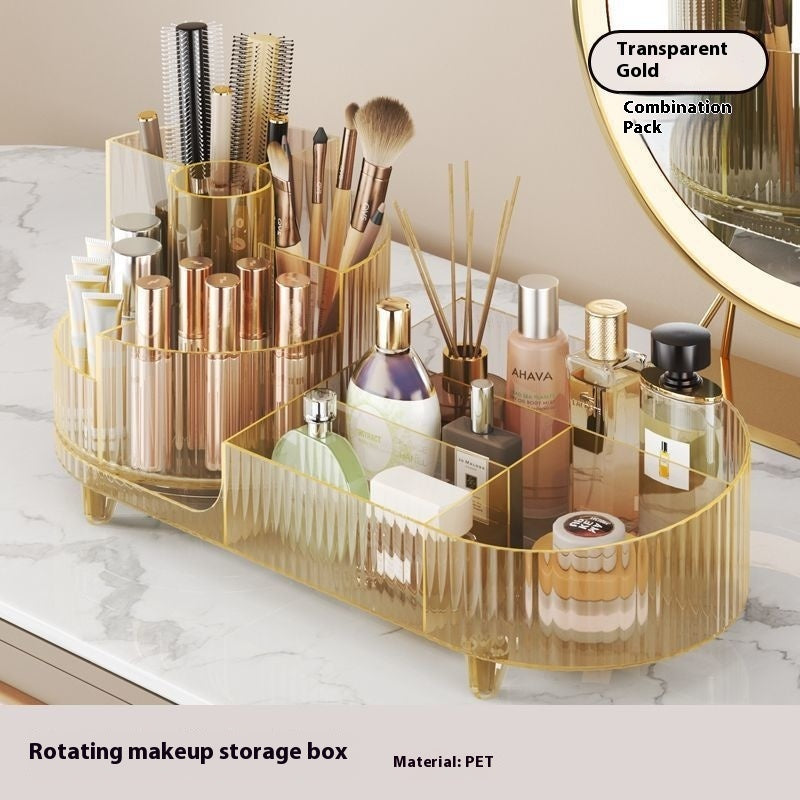 Cosmetics Storage Box Large Capacity Rotatable Dresser Table