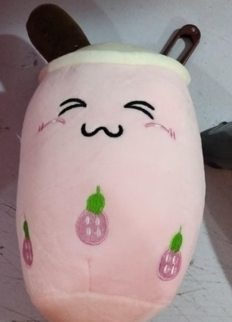 Cute Fruit Drink Plush Stuffed Soft Strawberry Milk Tea Plush Boba 
