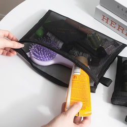 Image of Transparent Mesh Cosmetics Storage Bag