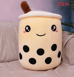 Image of Cute Fruit Drink Plush Stuffed Soft Strawberry Milk Tea Plush Boba 