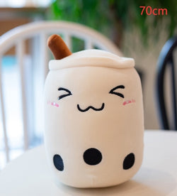 Image of Cute Fruit Drink Plush Stuffed Soft Strawberry Milk Tea Plush Boba 