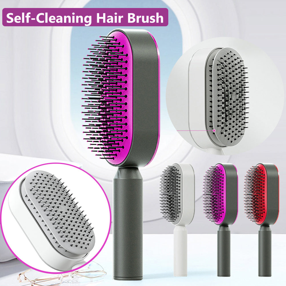 Image of Self Cleaning Hair Brush For Women Onekey Cleaning Hair Loss