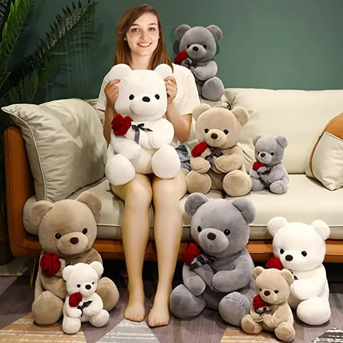 23-45cm New Lovely Hug Roses Teddy Bear Plush Pillow 