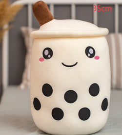 Image of Cute Fruit Drink Plush Stuffed Soft Strawberry Milk Tea Plush Boba 