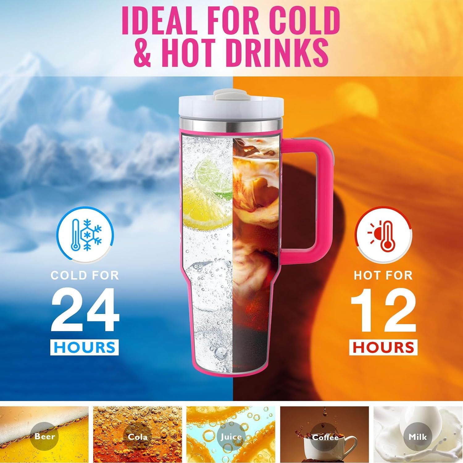  Handle Straw Insulated Stainless Steel