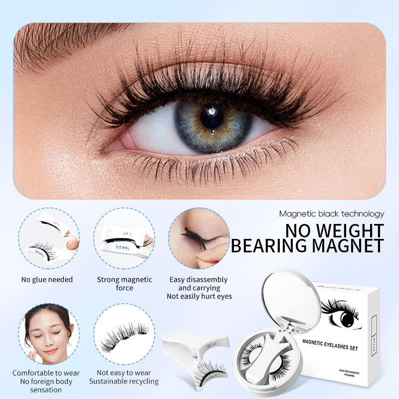 Image of Magnetic False Eyelashes Integrated Storage Box Glue-free Magnet False Eyelashes Natural Makeup Tools With Applicater