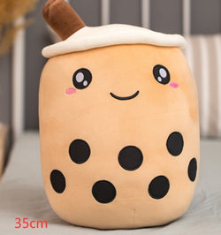 Image of Cute Fruit Drink Plush Stuffed Soft Strawberry Milk Tea Plush Boba 
