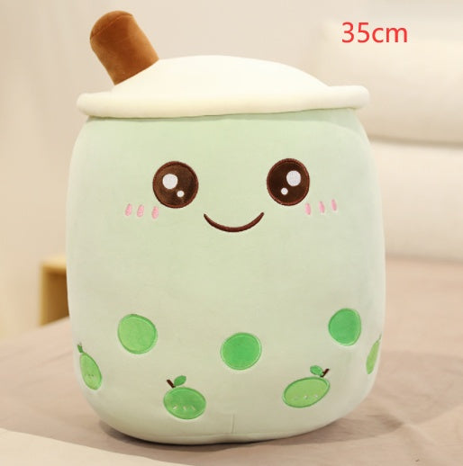 Cute Fruit Drink Plush Stuffed Soft Strawberry Milk Tea Plush Boba 