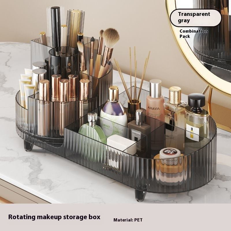 Cosmetics Storage Box Large Capacity Rotatable Dresser Table