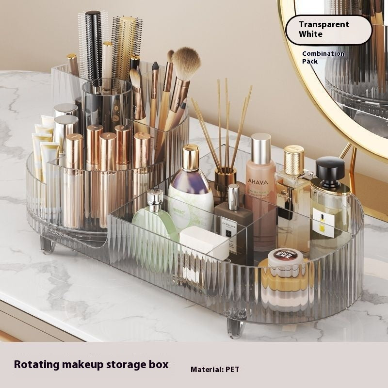 Cosmetics Storage Box Large Capacity Rotatable Dresser Table