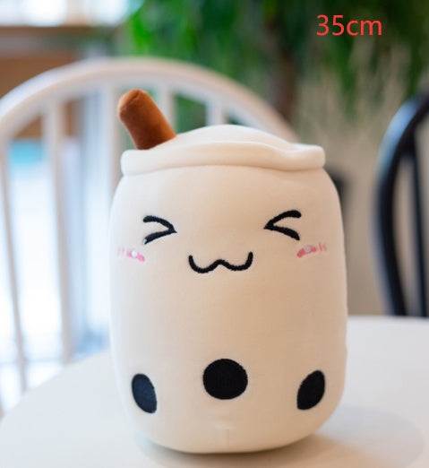 Cute Fruit Drink Plush Stuffed Soft Strawberry Milk Tea Plush Boba 