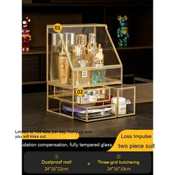 Image of Glass Cosmetics Storage Box Dustproof Desktop